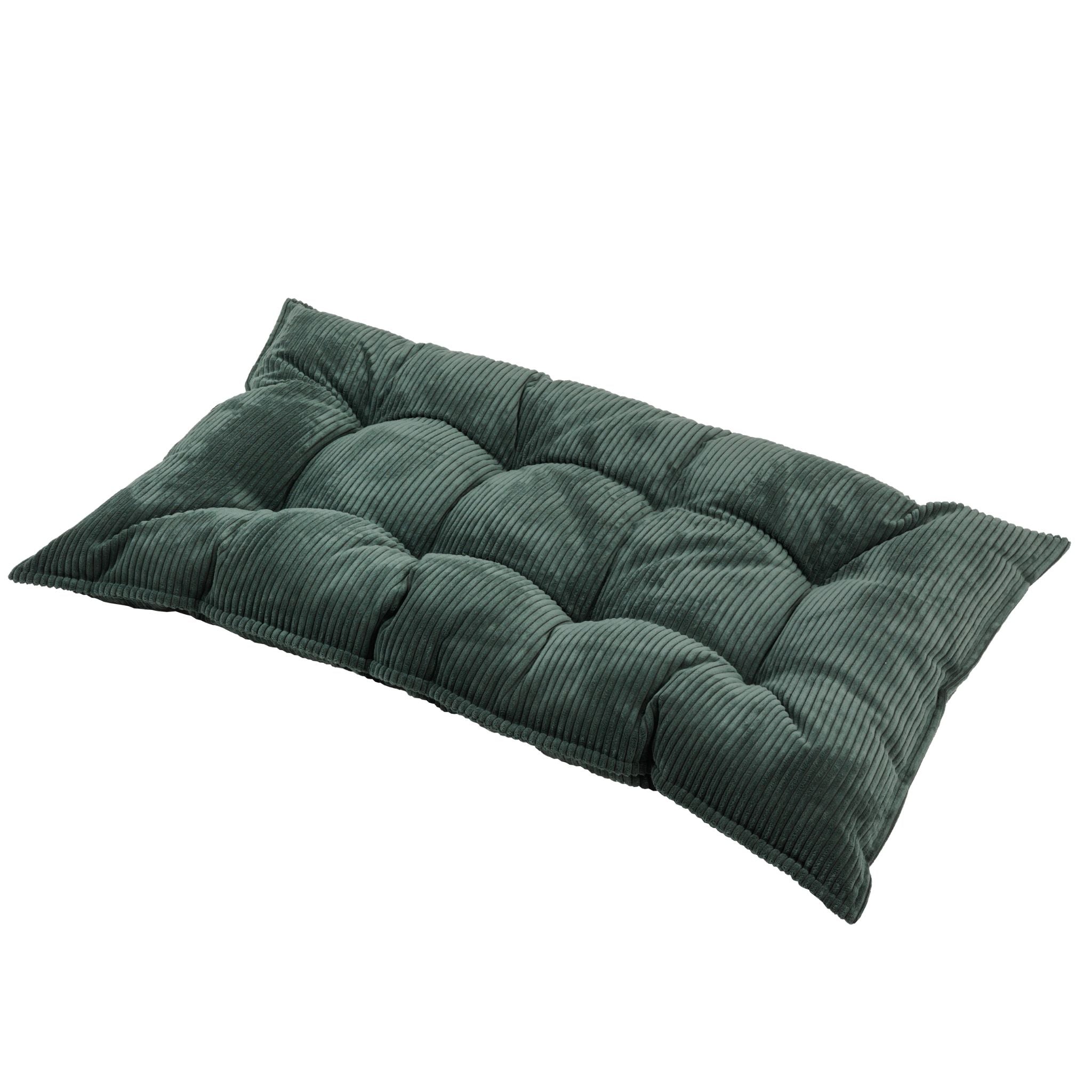 MINICAMP Tufted Corduroy Floor Cushion, French Style Pillow in Petrol Green