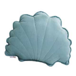 MINICAMP Linen Sea Shell Pillow – Mint Throw Pillow for Coastal & Beach Decor
