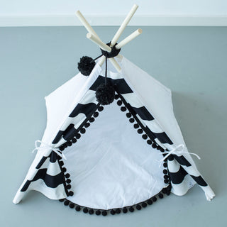 MINICAMP Teepee for Cats, Dogs & Rabbits in Black and White – Sizes XS, S, M, L