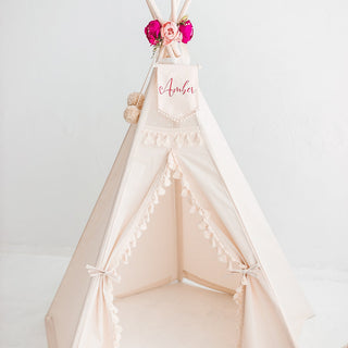 Personalized Name Banner for Teepee - Custom Cotton Flag | Red