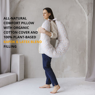 MINICAMP C-Shape Pillow with Organic Milk White Cover | Kapok & Latex Blend or PES Filling