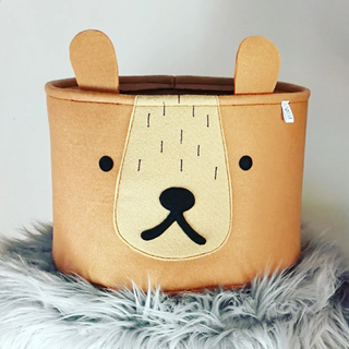 Handmade Felt Toy Storage Basket | Teddy Bear
