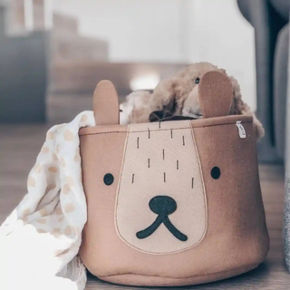 Handmade Felt Toy Storage Basket | Teddy Bear