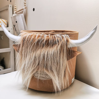 Handmade Felt Toy Storage Basket | Highland Cow