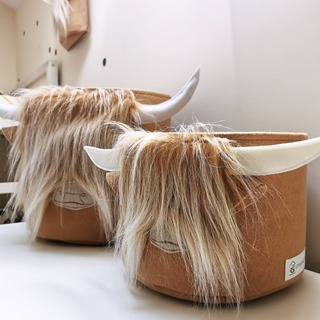 Handmade Felt Toy Storage Basket | Highland Cow
