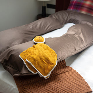 MINICAMP U-Shaped Comfort Pillow with Natural Sateen Cotton Cover in Cacao | Kapok or PES Filling