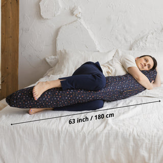 MINICAMP C-Shape Nursing & Pregnancy Pillow with Organic Navy Blue Cover | Kapok or PES Filling