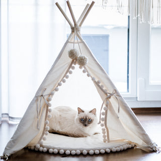 MINICAMP Dog Teepee & Large Cat Tent in Ecru 