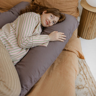 MINICAMP U-Shaped Comfort Pillow with Natural Sateen Cotton Cover in Cacao | Kapok or PES Filling