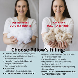 MINICAMP U-Shaped Maternity Pillow with Natural Sateen Cotton Cover in Shell Pink | Kapok or PES Filling