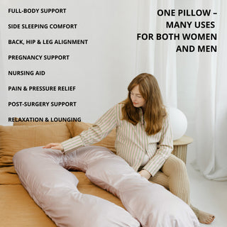 MINICAMP U-Shaped Maternity Pillow with Natural Sateen Cotton Cover in Shell Pink | Kapok or PES Filling