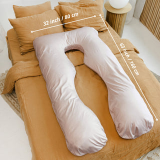 MINICAMP U-Shaped Maternity Pillow with Natural Sateen Cotton Cover in Shell Pink | Kapok or PES Filling