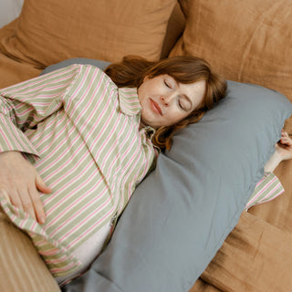 MINICAMP U-Shaped Pregnancy Pillow with Natural Sateen Cotton Cover in Stone Grey | Kapok or PES Filling