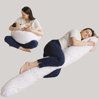 MINICAMP C-Shape Nursing & Maternity Pillow with Organic Milk White Cover and Natural Kapok Filling