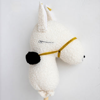 MINICAMP Handmade Llama Alpaca Hobby Horse Stick Toy from Boucle in Ecru