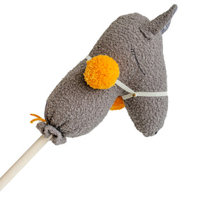 MINICAMP Handmade Llama Alpaca Hobby Horse Stick Toy from Boucle in Grey