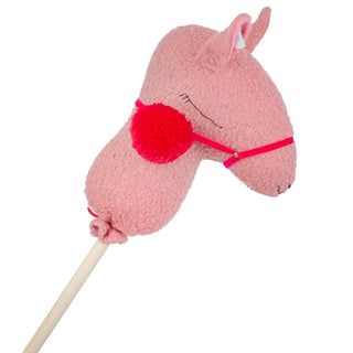 MINICAMP Handmade Llama Alpaca Hobby Horse Stick Toy from Boucle in Rose