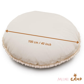 MINICAMP Large Floor Cushion with Pom Poms in Ecru