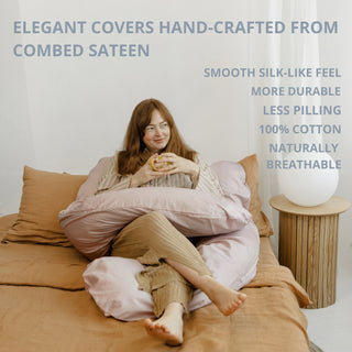 MINICAMP U-Shaped Maternity Pillow with Natural Sateen Cotton Cover in Shell Pink | Kapok or PES Filling