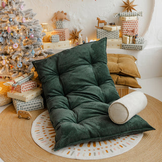 Designer Christmas gifts for kids -  French Style Pillow in Petrol Green, Tufted Corduroy Floor Cushion