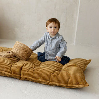 MINICAMP Tufted Corduroy Floor Cushion, French Style Pillow in Mustard