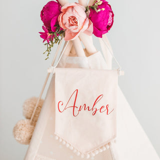 Personalized Name Banner for Teepee - Custom Cotton Flag | Red
