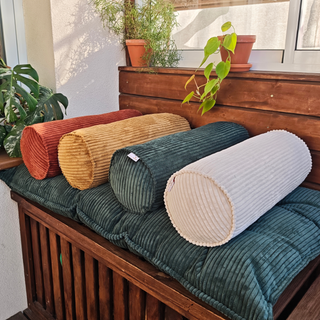 Corduroy Bolster Pillow – Roll Cushion for Floor Mattresses | Petrol Green
