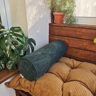 Corduroy Bolster Pillow – Roll Cushion for Floor Mattresses | Petrol Green