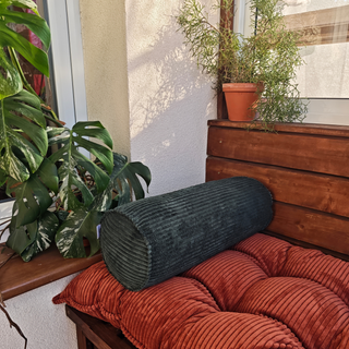 Corduroy Bolster Pillow – Roll Cushion for Floor Mattresses | Petrol Green
