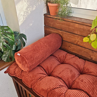 Corduroy Bolster Pillow – Roll Cushion for Floor Mattresses | Terracotta