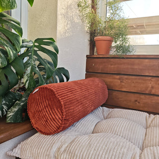Corduroy Bolster Pillow – Roll Cushion for Floor Mattresses | Terracotta