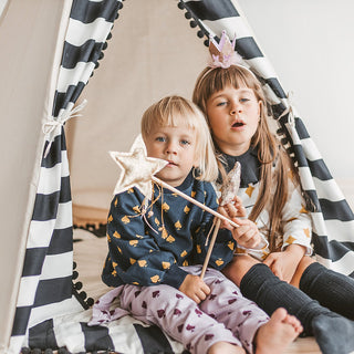 Monochrome Style Kids Teepee Tent in Black & White