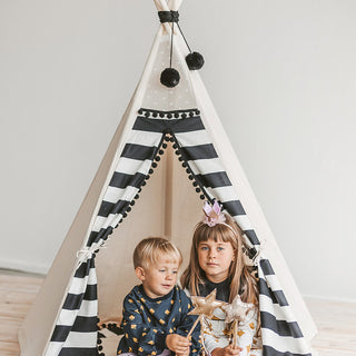 Monochrome Style Kids Teepee Tent in Black & White