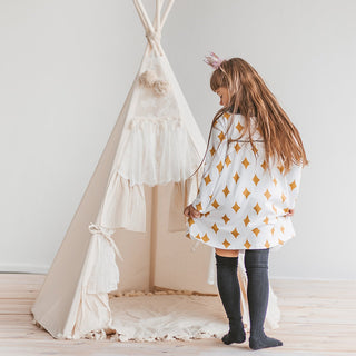 Boho Style Teepee Tent for Kids with Curtains