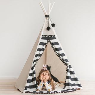 Monochrome Style Kids Teepee Tent in Black & White