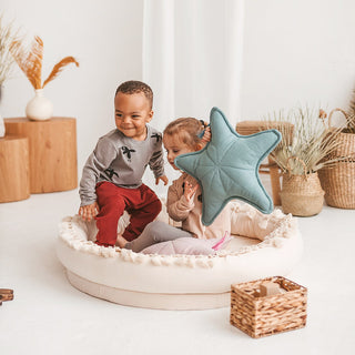 MINICAMP Linen Sea Star Pillow – Mint Throw Pillow for Coastal & Beach Decor