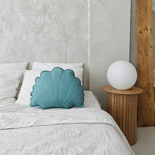 MINICAMP Linen Sea Shell Pillow – Mint Throw Pillow for Coastal & Beach Decor