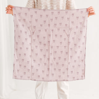 Pastel Lilac Muslin Baby Swaddle & Burp Cloth – 100% GOTS Cotton, Breathable Double Gauze with Bunnies Print