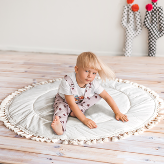 MINICAMP Padded Kids Play Mat in Ecru with Tassels